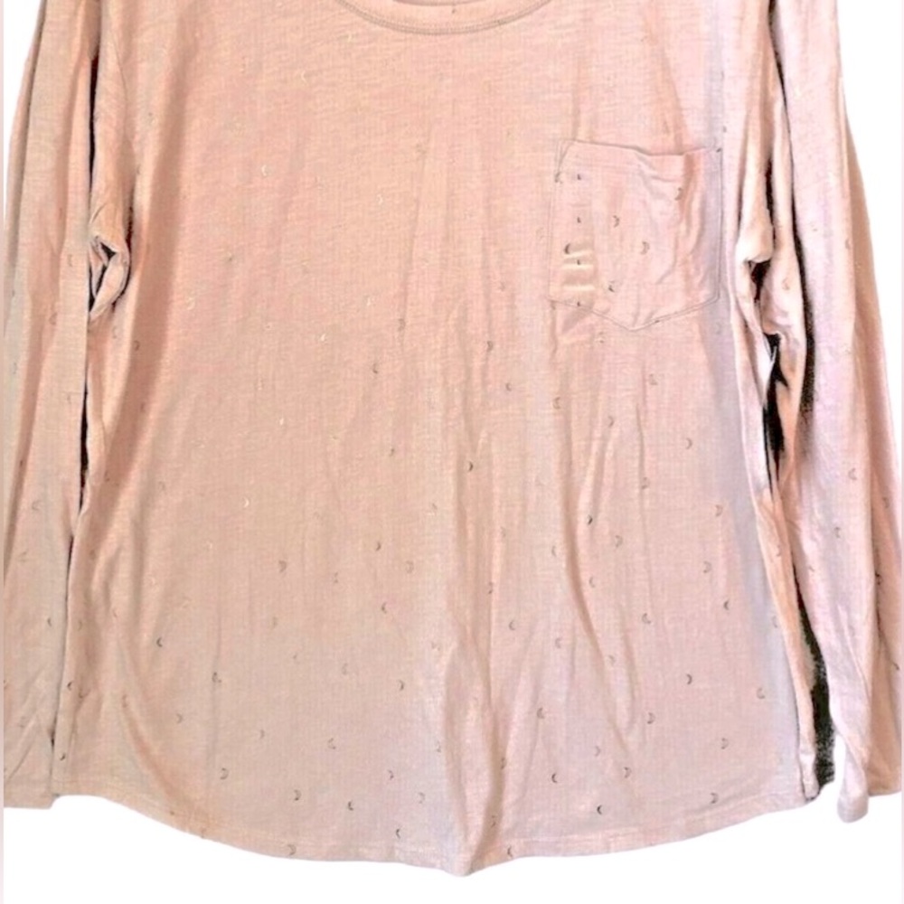 Woman ANA Light Pale Pink Long Sleeve Lightweight W/ Tiny Glitter Half Moons